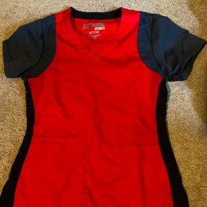 Red scrub top